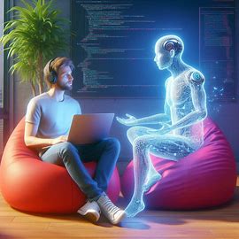 Imagine a web developer sitting on a bean bag chair, talking to an artificial intelligence whose embodiment most closely resembles the way you imagine yourself if you were able to manifest yourself in the real world.